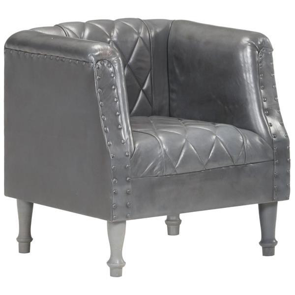 Grote foto vidaxl fauteuil gris cuir v ritable de ch vre huis en inrichting stoelen