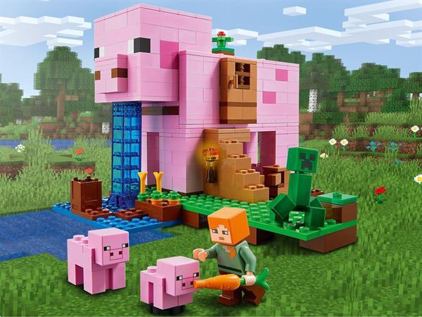 Grote foto lego minecraft 21170 het varkenshuis kinderen en baby duplo en lego