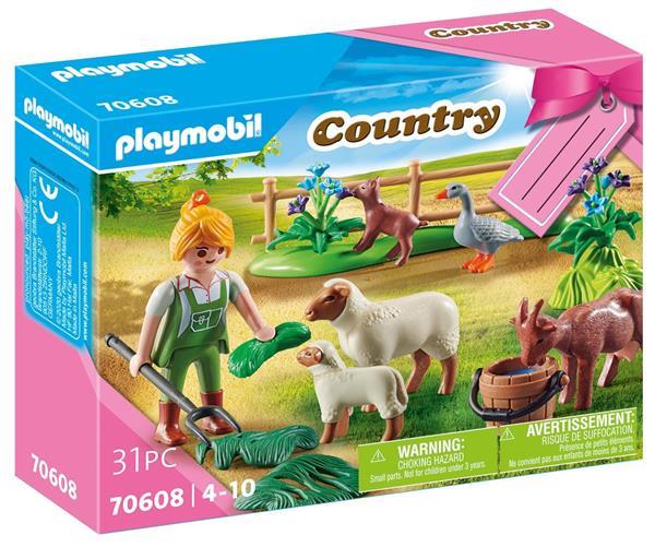 Grote foto playmobil country 70608 geschenkset boerin met weidedieren kinderen en baby duplo en lego