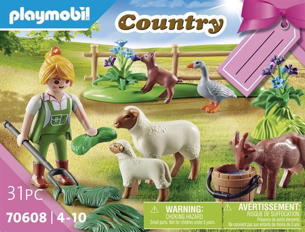 Grote foto playmobil country 70608 geschenkset boerin met weidedieren kinderen en baby duplo en lego