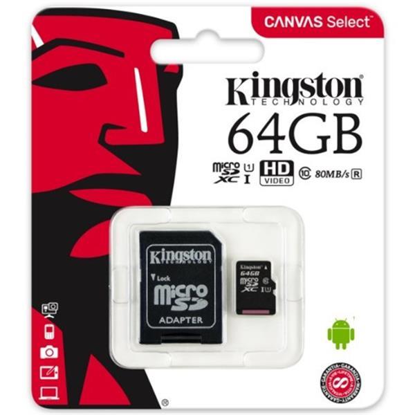Grote foto kingston 64 gb micro sd geheugenkaart canvas select computers en software geheugens