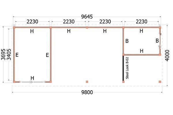 Grote foto buitenverblijf mensa l 980x400 cm combinatie 1 tuin en terras tuinhuisjes en blokhutten