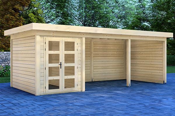 Grote foto prime line blokhut 200x300 cm luifel 500 cm achterwand e tuin en terras tuinhuisjes en blokhutten