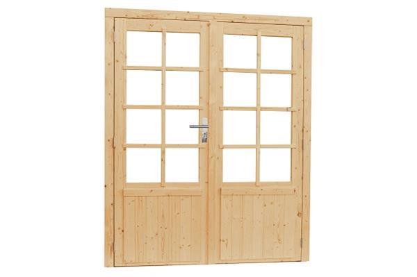 Grote foto woodvision dubbele deur 8 ruits 168x201 cm groen ge mpregn tuin en terras tuinhuisjes en blokhutten