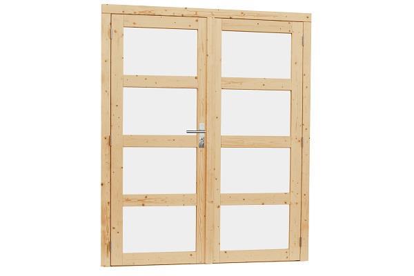 Grote foto woodvision dubbele deur 4 ruits 168x201 cm groen ge mpregn tuin en terras tuinhuisjes en blokhutten