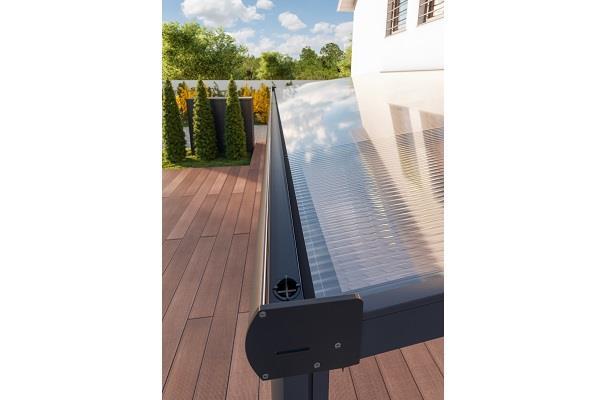 Grote foto dhz veranda comfortline 304x300 cm antraciet structuur tuin en terras tegels en terrasdelen