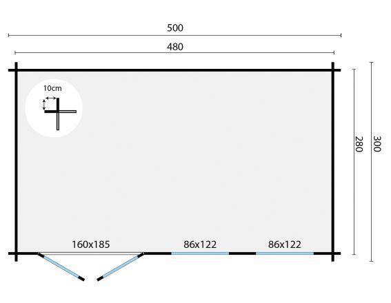 Grote foto blokhut sadie 500x300 cm tuin en terras tuinhuisjes en blokhutten