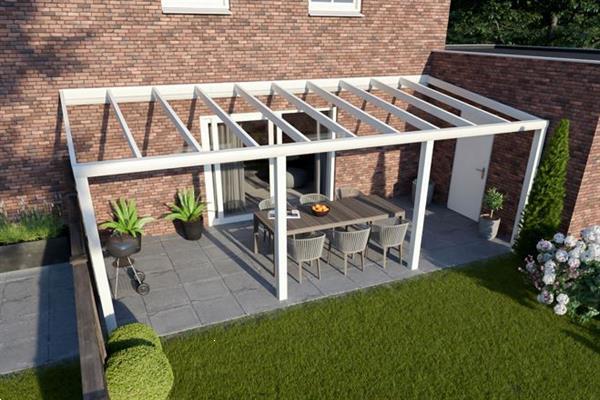 Grote foto greenline xxl veranda 1200x250 cm glasdak tuin en terras tegels en terrasdelen