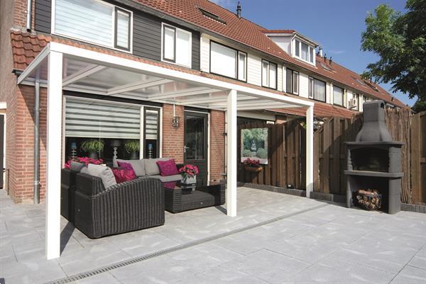 Grote foto greenline xxl veranda 1300x300 cm polycarbonaat dak tuin en terras tegels en terrasdelen
