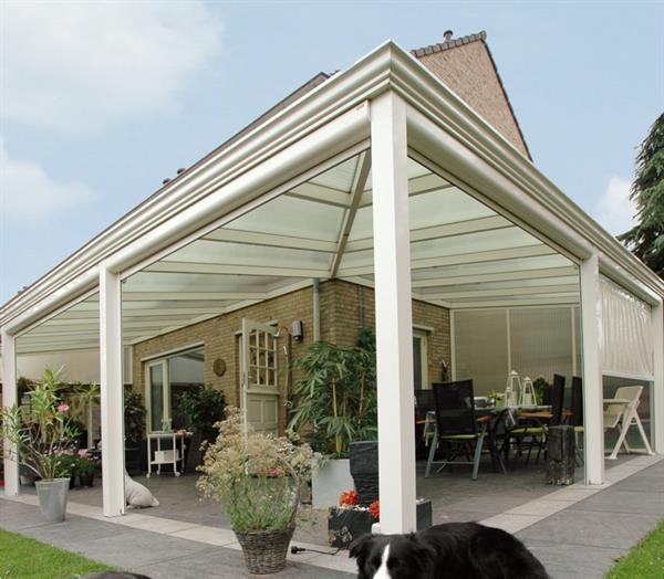 Grote foto profiline xxl veranda 1000x250 cm glasdak tuin en terras tegels en terrasdelen