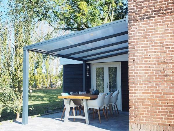 Grote foto sunnyroof veranda 400x250 cm wit of antraciet polycarbon tuin en terras tegels en terrasdelen