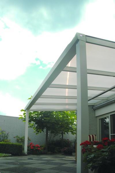 Grote foto actie glas veranda special 500x330 cm nu op 2 staanders tuin en terras tegels en terrasdelen
