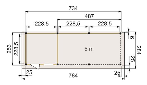 Grote foto blokhut kuifmees 250x250 cm luifel 500 cm tuin en terras tuinhuisjes en blokhutten