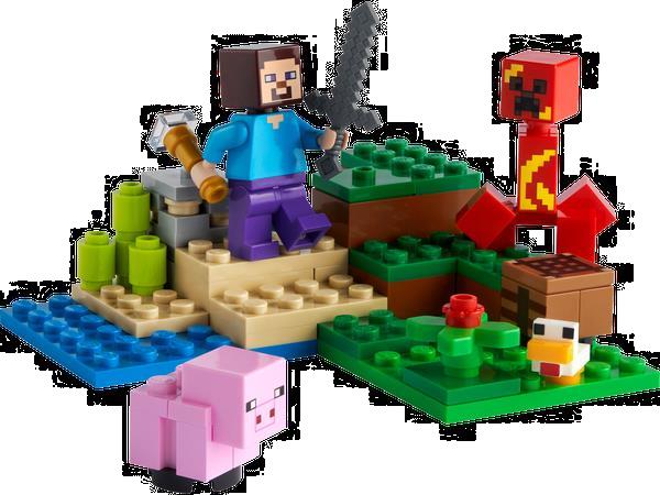 Grote foto lego minecraft 21177 de creeper hinderlaag kinderen en baby duplo en lego