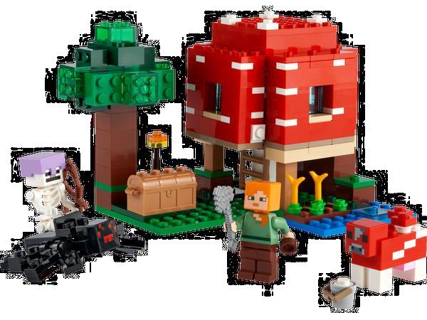 Grote foto lego minecraft 21179 het paddenstoelenhuis kinderen en baby duplo en lego