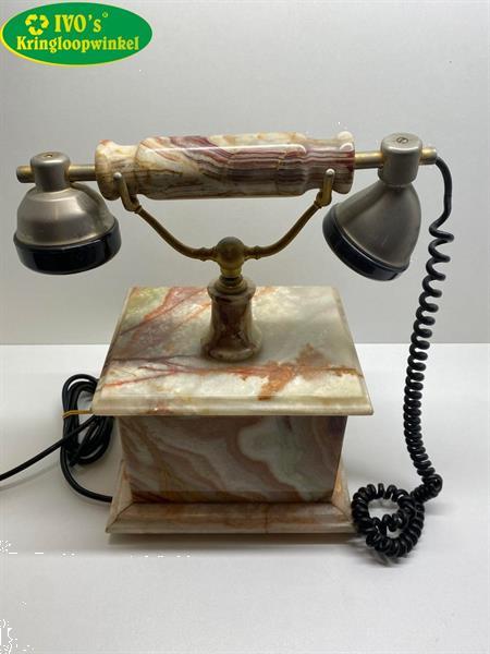 Grote foto ouderwetse telefoon van marmer met draaischijf antiek en kunst overige in antiek gebruiksvoorwerpen