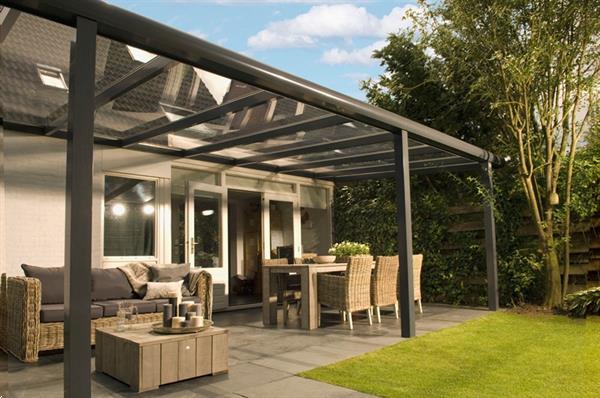 Grote foto profiline veranda 300x350 cm glasdak tuin en terras tegels en terrasdelen