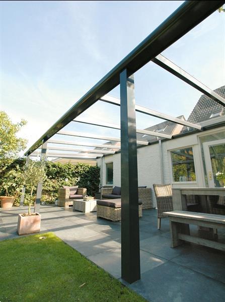 Grote foto profiline veranda 300x300 cm glasdak tuin en terras tegels en terrasdelen