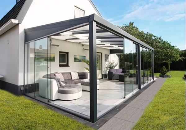 Grote foto glastuinkamer met polycarbonaat dak 600x350 cm op 3 staander tuin en terras tuinhuisjes en blokhutten