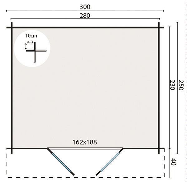 Grote foto blokhut britt 300x250 cm tuin en terras tuinhuisjes en blokhutten