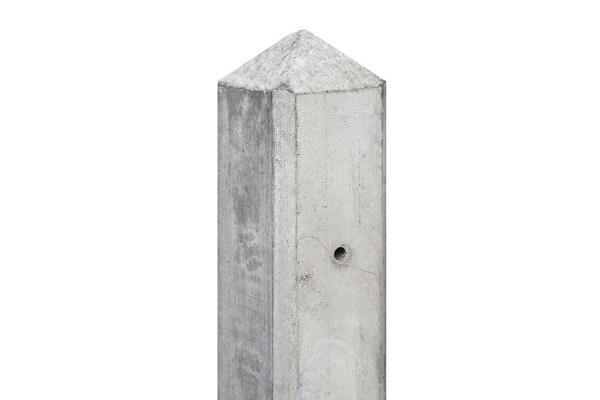 Grote foto betonpaal wit grijs met diamant kop 10x10x278cm met kabeldoo tuin en terras hekken en schuttingen