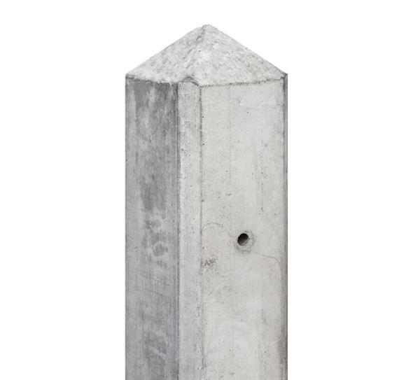 Grote foto betonpaal wit grijs met diamant kop 10x10x278cm met kabeldoo tuin en terras hekken en schuttingen