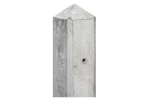 Grote foto hoekpaal beton wit grijs met diamant kop 10x10x308cm t.b.v tuin en terras hekken en schuttingen