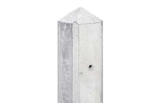 Grote foto eindpaal beton wit grijs met diamant kop 10x10x308cm t.b.v tuin en terras hekken en schuttingen