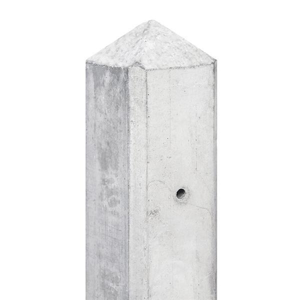 Grote foto eindpaal beton wit grijs met diamant kop 10x10x308cm t.b.v tuin en terras hekken en schuttingen