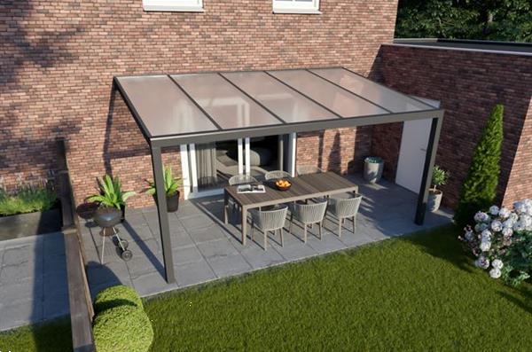 Grote foto greenline veranda 500x400cm polycarbonaat dak tuin en terras tegels en terrasdelen
