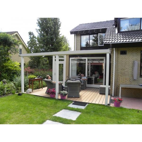 Grote foto greenline veranda 500x400cm polycarbonaat dak tuin en terras tegels en terrasdelen
