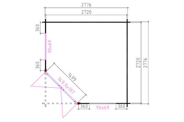Grote foto blokhut 3055k 300x300 cm gecoat tuin en terras tuinhuisjes en blokhutten
