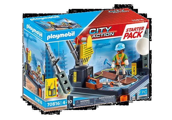 Grote foto playmobil city action 70816 starterpack bouwplaats met lier kinderen en baby duplo en lego