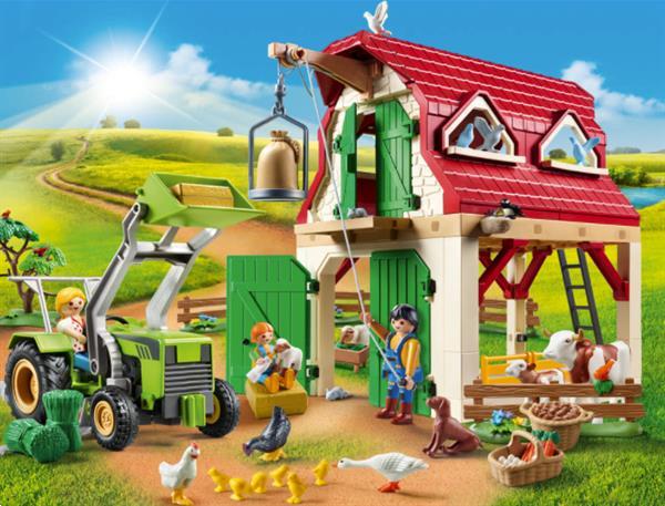 Grote foto playmobil country 70887 boerderij met fokkerij voor kleine d kinderen en baby duplo en lego