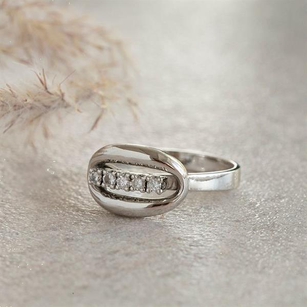 Grote foto witgouden fantasie ring met diamant 14 krt 725 sieraden tassen en uiterlijk ringen voor haar
