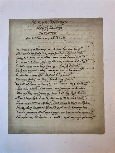 Grote foto manuscript poem gedicht lindeman op mijne j.j. lindem verzamelen overige verzamelingen