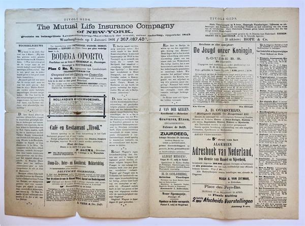 Grote foto rotterdam newspaper 1892 tivoli gids tivoli. wintertuin boeken tijdschriften en kranten