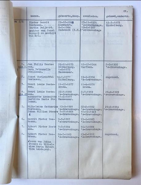 Grote foto genealogy 1960 stamboom van het geslacht neeteson door p. verzamelen overige verzamelingen