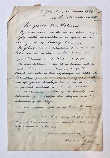 Grote foto manuscript 1959 briefje van j. fox aan g. halwasse 1959 verzamelen overige verzamelingen