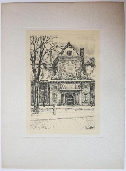 Grote foto lithography litografie prinsegracht the hague 1915 boeken geschiedenis wereld