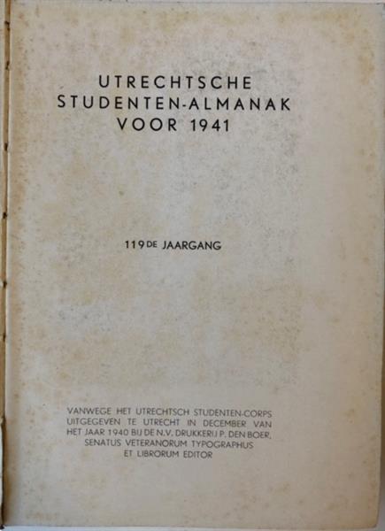 Grote foto utrechtsche studenten almanak voor 1941 119e jaargang utre boeken overige boeken