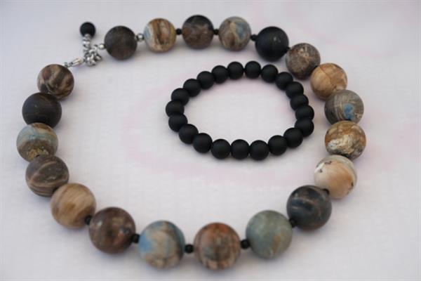 Grote foto versteend hout onyx armband set sieraden tassen en uiterlijk kettingen