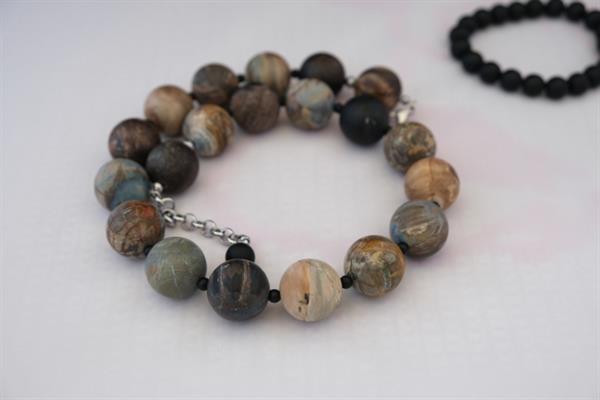 Grote foto versteend hout onyx armband set sieraden tassen en uiterlijk kettingen