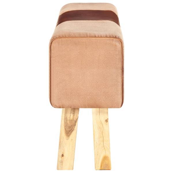 Grote foto vidaxl bankje turnbok 160 cm echt leer en massief mangohout huis en inrichting overige huis en inrichting