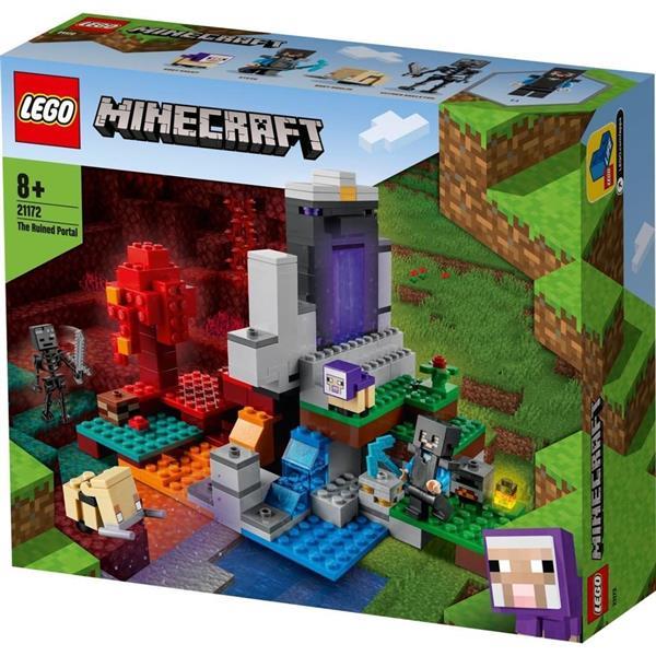Grote foto lego minecraft 21172 het verwoeste portaal kinderen en baby duplo en lego