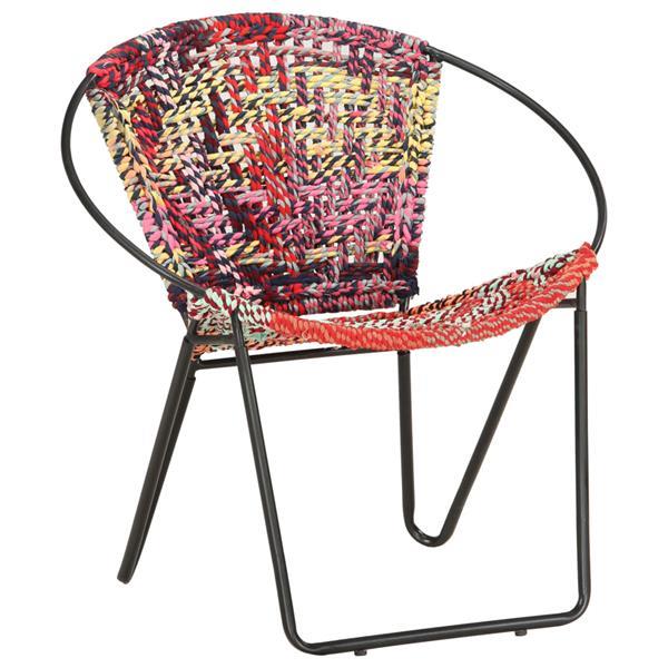 Grote foto vidaxl chaise ronde chindi multicolore tissu huis en inrichting stoelen