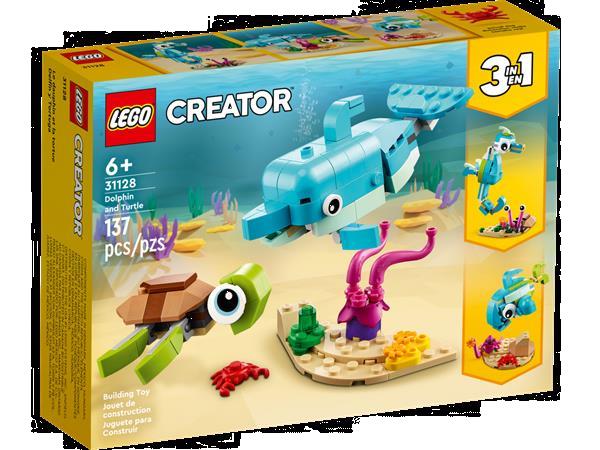 Grote foto lego creator 31128 dolfijn en schildpad kinderen en baby duplo en lego