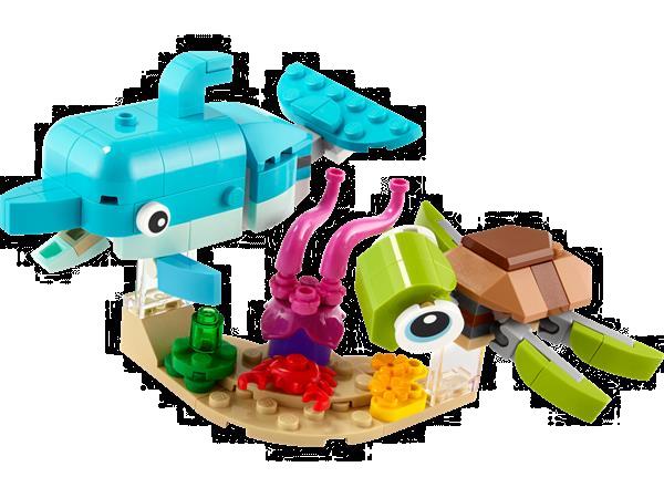 Grote foto lego creator 31128 dolfijn en schildpad kinderen en baby duplo en lego