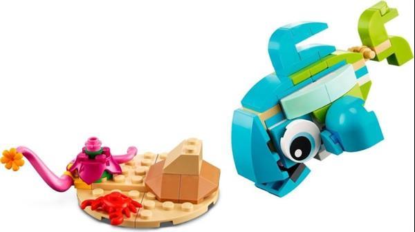 Grote foto lego creator 31128 dolfijn en schildpad kinderen en baby duplo en lego