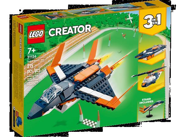 Grote foto lego creator 31126 supersonisch straalvliegtuig kinderen en baby duplo en lego